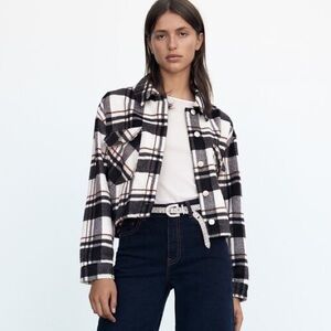 Zara Cropped plaid overshirt Shacket